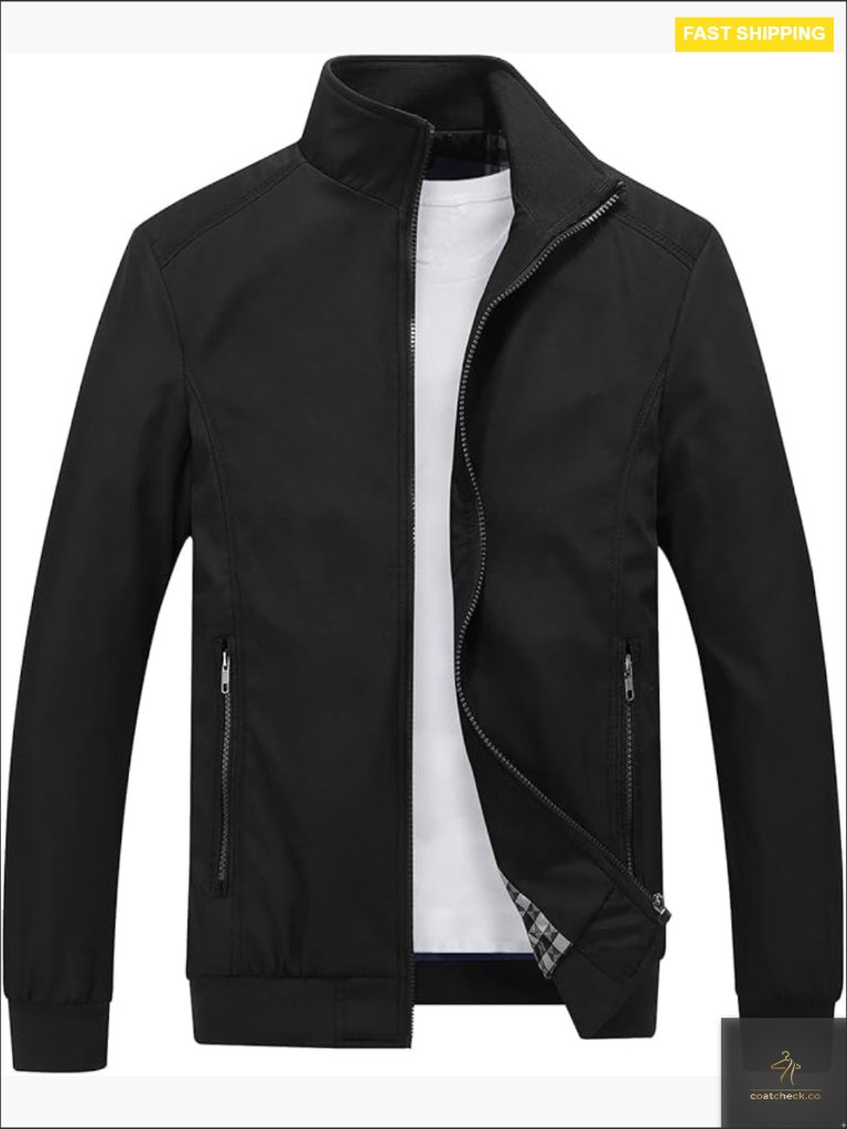 Men's Lightweight Windbreaker Flight Jacket Classic Fit Polyester Casual Outwear